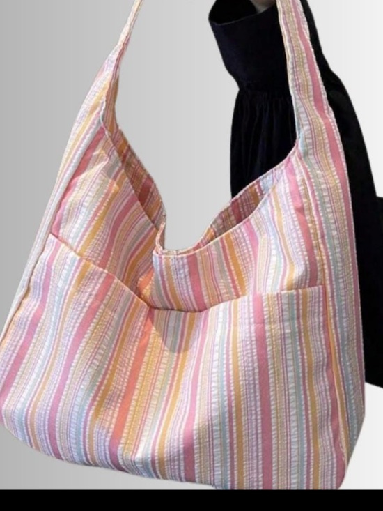 Handbags - BRAND NEW Pastel Stripe Hobo Bag - Pink Multi